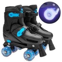 Patins Infantil Azul Preto 4 Rodas Criança Menino Unitoys