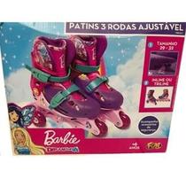 Patins Infantil Barbie 3 Rodas Ajustável 29 A 32 com acessórios - Fun F0010-7