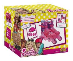 Patins Infantil Barbie 3 Rodas Ajustável 29 A 32 com acessórios - Fun F0010-7