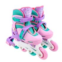 Patins Infantil com Kit Acessórios de Segurança Rosa Tam. 30~33