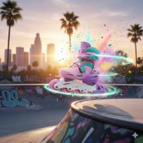 Patins Infantil com Kit Acessórios de Segurança Rosa Tam. 30~33