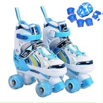 Patins Infantil De 4 Rodas Roxo arco-iris Com Led Patins Menina Criança Com Proteção