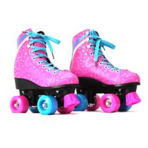 Patins Infantil Feminino 4 Rodas Roller 34 Ao 40 Luna Rosa MC84280 Rosa