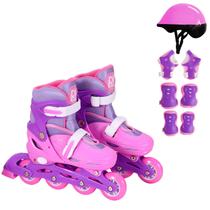 Patins Infantil Feminino Menina Rosa Ajustável C/ Proteção - DM Toys