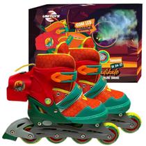 Patins Infantil Inline Ajustável Luz Fumaça Menino - 34-37 - Unitoys