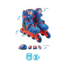 Patins Infantil Inline com Kit de Proteção Tamanho 30 a 33 Ajustável Unitoys Azul