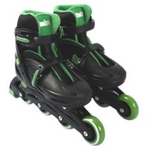 Patins Infantil Inline Tamanho 36-39 Preto e Verde - brink+