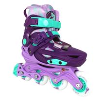 Patins Infantil Inline Traxart XLight LED Ajustável Hardboot ABEC9 Roxo Patins Infantil Inline Traxart XLight LED Ajustável Hardboot ABEC9 Roxo