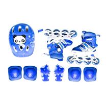 Patins Infantil Menino Azul Zippy Kit Proteção Ajustável 34 ao 37