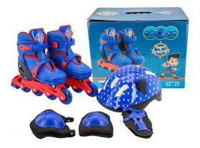 Patins Infantil Menino + Capacete Joelheira E Cotoveleira