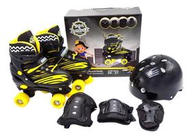 Patins Infantil Quad 4 Rodas Ajustável + Kit Proteção Patins Infantil Quad 4 Rodas Ajustável + Kit Proteção
