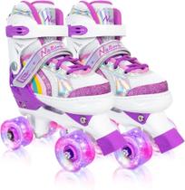 Patins Infantil Quad Ajustável+ Kit Proteção Rodas Led