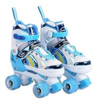 Patins Infantil Quad Ajustável + Rodas Em Led