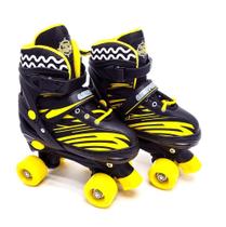 Patins Infantil Quad Ajustável Turma da Aventura Preto Com Acessórios 34/37 Unitoys