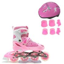Patins Infantil Reto Inline 4 Rodas Menir Menina Cno Patins Rolleom Proteção