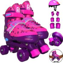 Patins Infantil Roller 4 Rodas Ajustável Com Kit De Proteção Patins Infantil Roller 4 Rodas Ajustável Com Kit De Proteção