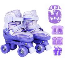 Patins Infantil Roller 4 Rodas + Capacete Proteção Ajustável Patins Infantil Roller 4 Rodas + Capacete Proteção Ajustável