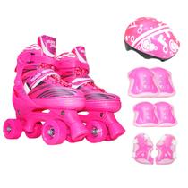 Patins Infantil Roller 4 Rodas + Capacete Proteção Ajustável - 365 SPORTS