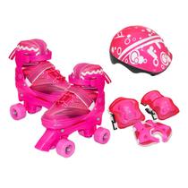 Patins Infantil Roller 4 Rodas + Capacete Proteção Ajustável