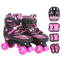 Patins Infantil Roller 4 Rodas + Capacete Proteção Ajustável