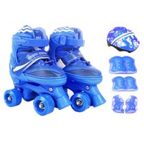 Patins Infantil Roller 4 Rodas + Capacete Proteção Ajustável TAMANHO:M AZUL