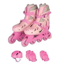 Patins infantil Roller 4 Rodas Fenix In Line Ajustável Rosa