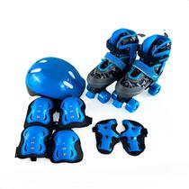 Patins Infantil Roller Azul 4 Rodas Ajustável Kit Proteção M 34 A 37 5.4 Cm Patins Infantil Roller Azul 4 Rodas Ajustável Kit Proteção M 34 A 37 5.4 Cm