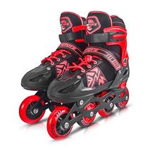 Patins Infantil Roller Cor Vermelho Com Freio E Ajuste De 4 Numeros até 60kg - Unitoys