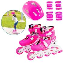 Patins Infantil Roller Inline 4 Rodas Ajustável 90kg ABEC7 com Kit de Proteção Freio Traseiro e Bota Confortável Patins Infantil Roller Inline 4 Rodas Ajustável 90kg ABEC7 com Kit de Proteção Freio Traseiro e Bota Confortável
