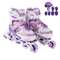 Patins Infantil Roller Inline Ajustável Com Led E Proteção Criança Menor Preço