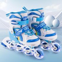 Patins Infantil Roller Inline Roxo Sereia Ajustável Com Luz De Led Criança Menor Preço