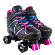 Patins Infantil Roller Quad Ajustavel Preto Meninas Com Freio Frontal 35-38 - Unitoys
