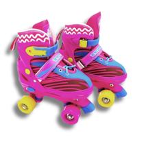 Patins Infantil Rosa Ajustável Acessórios de Proteção Capacete, Joelheira e Cotoveleira 3 anos