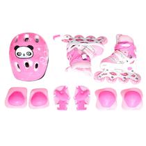 Patins Infantil Rosa Menina Zippy Kit Proteção Ajustável 30 ao 33 Patins Infantil Rosa Menina Zippy Kit Proteção Ajustável 30 ao 33