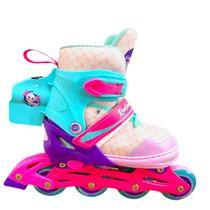 Patins Infantil Rosa Smoke Feminino Tam 34 37 Led Fumaça Bom