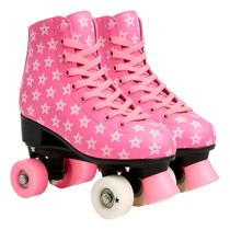 Patins Infantil Stars Rosa Retrô Quad Acolchoado Regulável Tamanho 35 Patins Infantil Stars Rosa Retrô Quad Acolchoado Regulável Tamanho 35