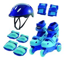 Patins Infantil Tri-line Azul 30/33 Com Kit Proteção-zippy