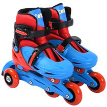 Patins Infantil Triline 4 Rodas Tamanho 32-35 Azul e Vermelho Brink+