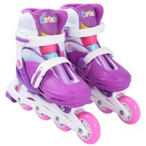Patins Infantil Triline 4 Rodas Tamanho 32-35 Lilás Ajustável Brink+ Patins Infantil Triline 4 Rodas Tamanho 32-35 Lilás Ajustável Brink+