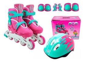 Patins Infantil Turma da Aventura Com Kit de Proteção- Roller Inline 4 Rodas Tamanho Ajustável Patins Infantil Turma da Aventura Com Kit de Proteção- Roller Inline 4 Rodas Tamanho Ajustável