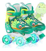 Patins Infantil Unicórnio Ajustável Rodas Em Led