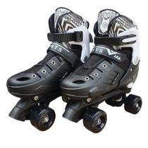 Patins Infantil Varios Tamanho regulável Preto Desig Lindo 4 Rodas Quad - GMS