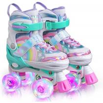 Patins infantis ajustáveis com luzes LED coloridas Patins infantis ajustáveis com luzes LED coloridas