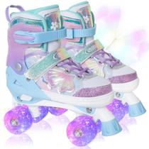 Patins infantis para meninas e meninos roxos para crianças de 4 a 5 a 6 a 7 anos Rodas ajustáveis, todas iluminadas, esportes ao ar livre, presente de aniversário para filho e neto Patins infantis para meninas e meninos roxos para crianças de 4 a 5 a 6 a 7 anos Rodas ajustáveis, todas iluminadas, esportes ao ar livre, presente de aniversário para filho e neto