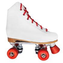 Patins Iniciante Quad 4 Rodas Trad. Branco e Roda Vermelha