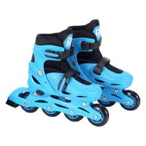 Patins Inline Ajustável com Acessórios Azul Tamanho P 30-33