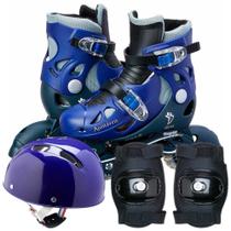 Patins Inline Ajustável com Acessórios Fenix Azul A3033