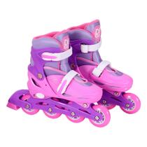 Patins Inline Ajustável com Acessórios Rosa Tamanho G 38-41