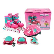 Patins Inline Ajustável Com Kit Proteção Completo Infantil