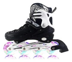 Patins Inline Ajustável Com Rodas Luminosas E Rolamento Suave